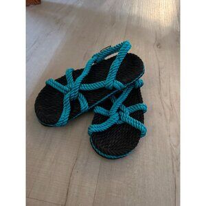 Gurkee Handwoven Black & Blue Rope Sandals For Adults